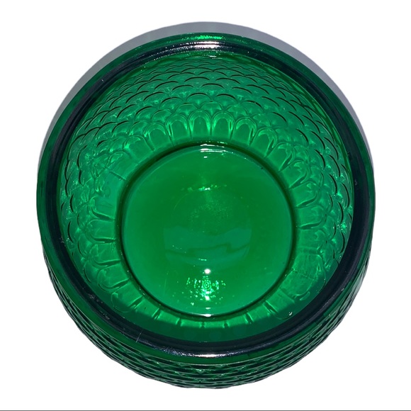 Vintage E.O. Brody Mermaid Green Fish Scale Scallop Pressed Glass Vase Bowl - Picture 2 of 8